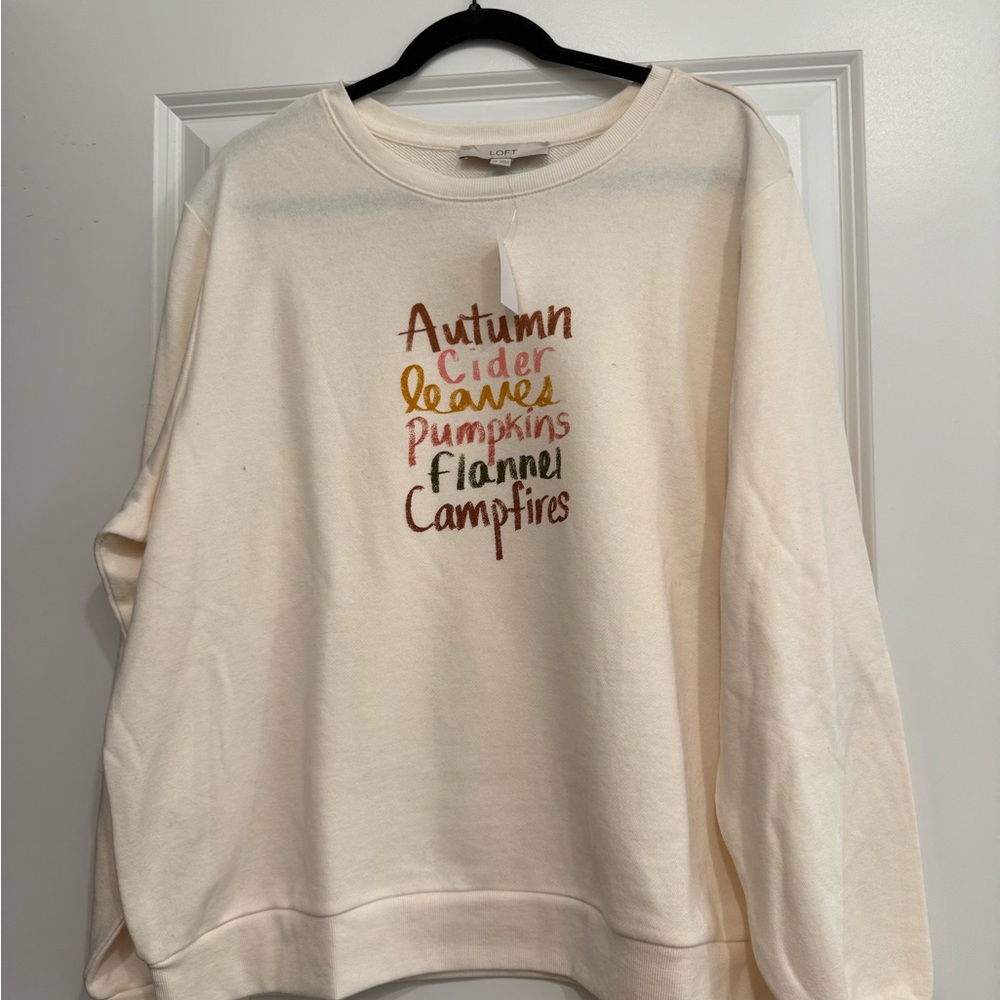 LOFT Cream Autumn Graphic Sweater